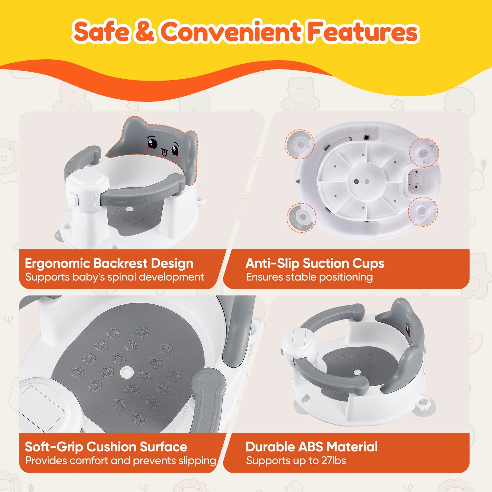 Siège de Bain Bébé Antidérapant