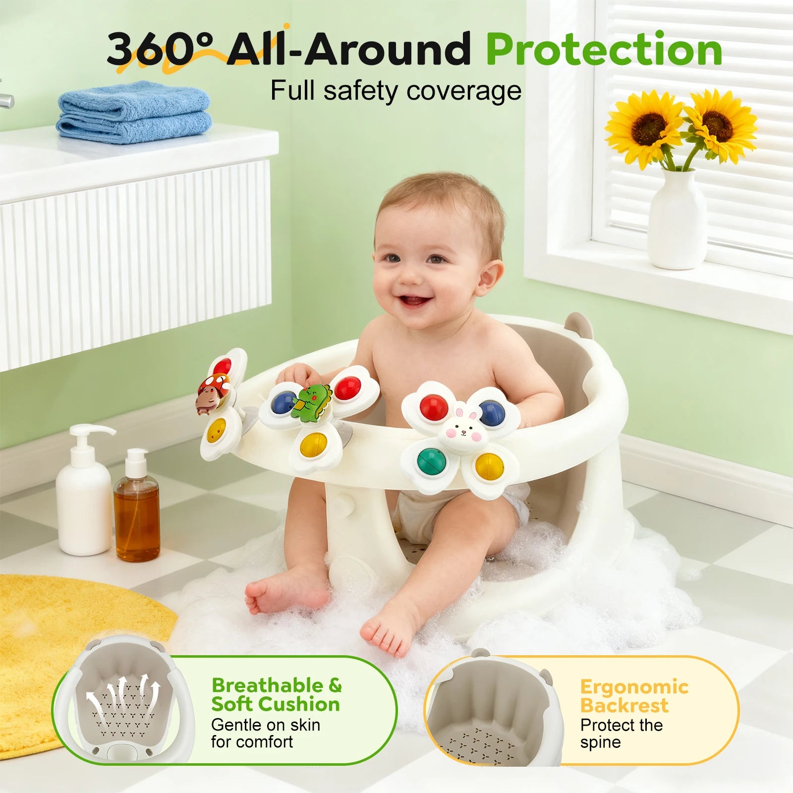 Siège de Bain Bébé avec Jouets