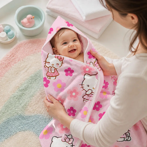cape-de-bain-bebe-fleur-capuche