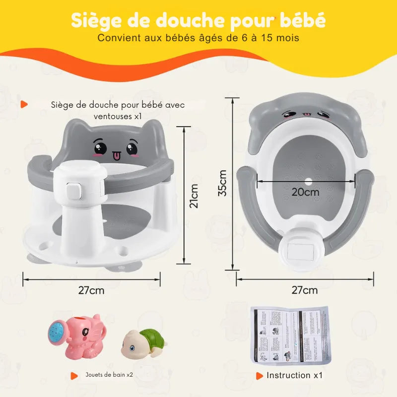 Siège De Bain Bébé Réglable Multi-Positions